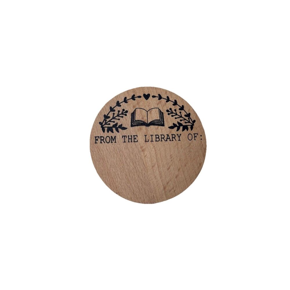 Owlcrate Dark Academia From Library of: Wood Round Book Stamp Bookish Ex Libris